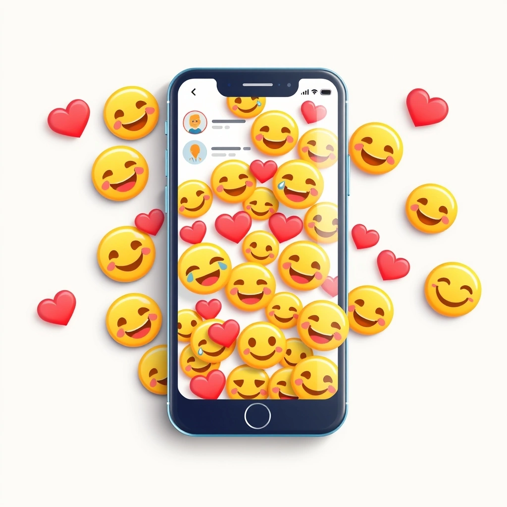 A phone screen showing a social media feed dominated by popular reaction emojis