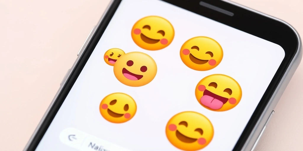 A smartphone displaying a lively group chat with creatively used emojis. A smartphone displaying a lively group chat with creatively used emojis.