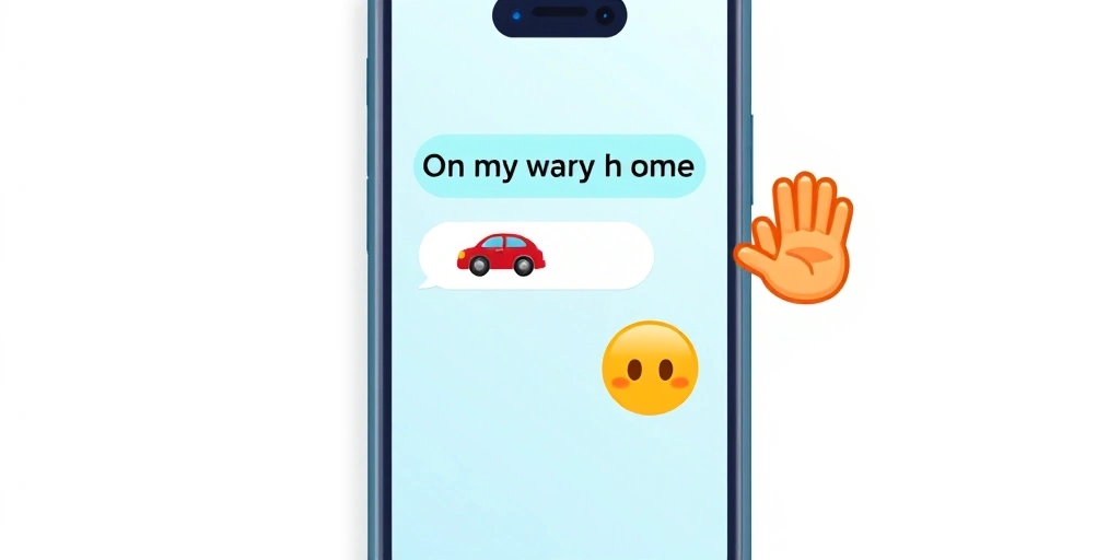 A phone showing a casual text exchange with a car and waving hand emoji, illustrating everyday messaging. A phone showing a casual text exchange with a car and waving hand emoji, illustrating everyday messaging.