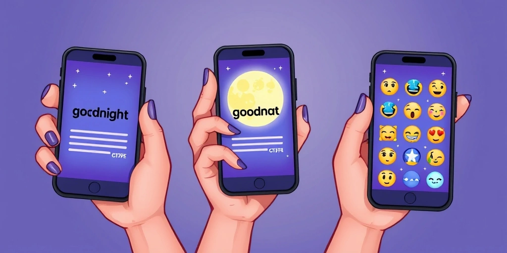 A comparison of goodnight messages with varying levels of emoji use, showing emotional difference. A comparison of goodnight messages with varying levels of emoji use, showing emotional difference.