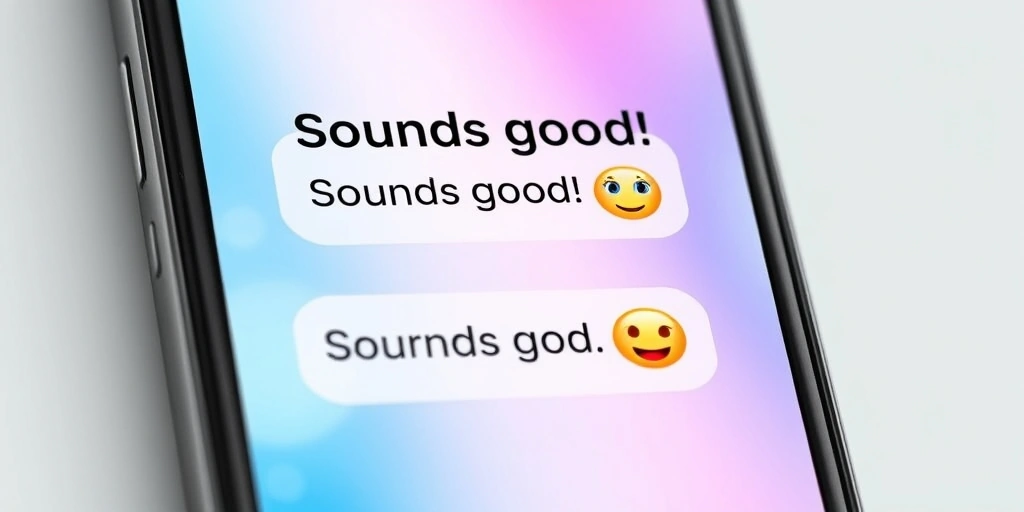 Two text messages showing how reversing the order of a laughing and heart emoji changes the tone.