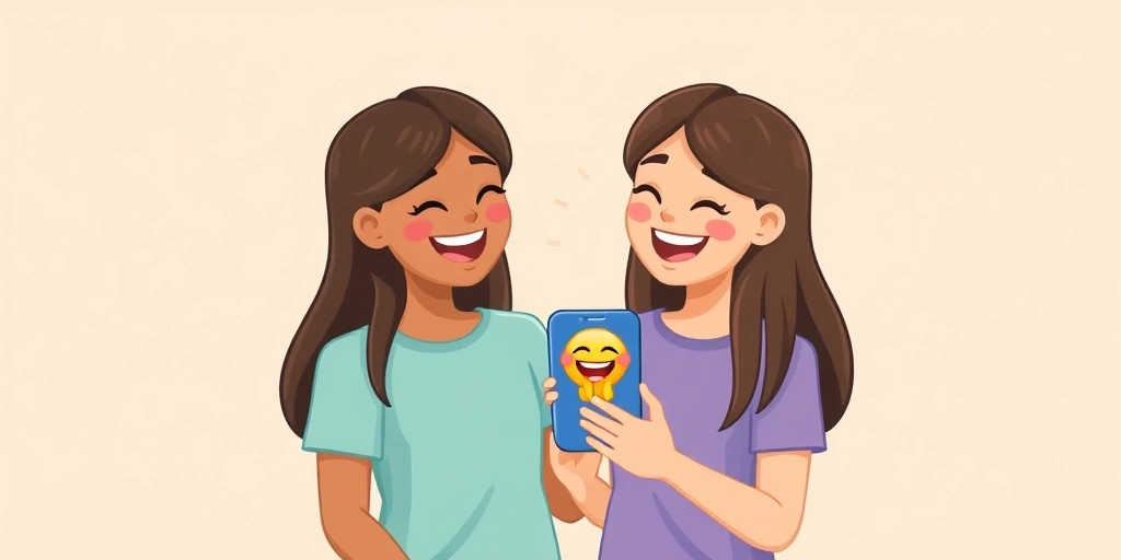 Friends bonding over a shared, meaningful emoji on a phone screen.