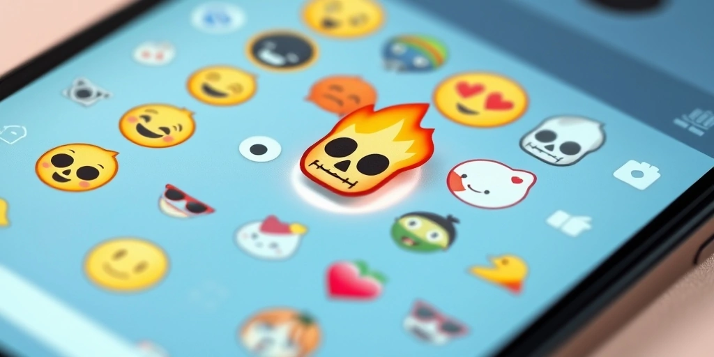 A smartphone showing an emoji evolving on its keyboard. A smartphone showing an emoji evolving on its keyboard.