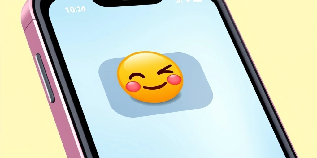 A phone screen showing a winking emoji text, with someone about to reply.