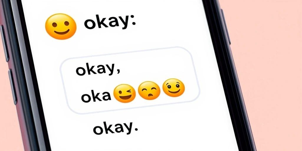 Smartphone screen showing how different emojis change the meaning of the word 'okay' in a text message.