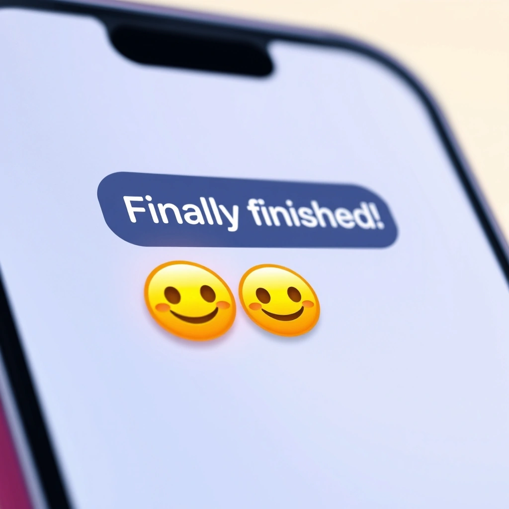 A phone screen showing the celebratory yet relieved emoji pair, fireworks and face exhaling.