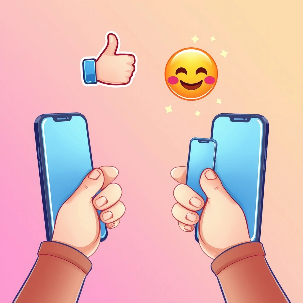 Visual comparison of a lone thumbs-up emoji versus a friendly thumbs-up and smile emoji pair in a texting context.