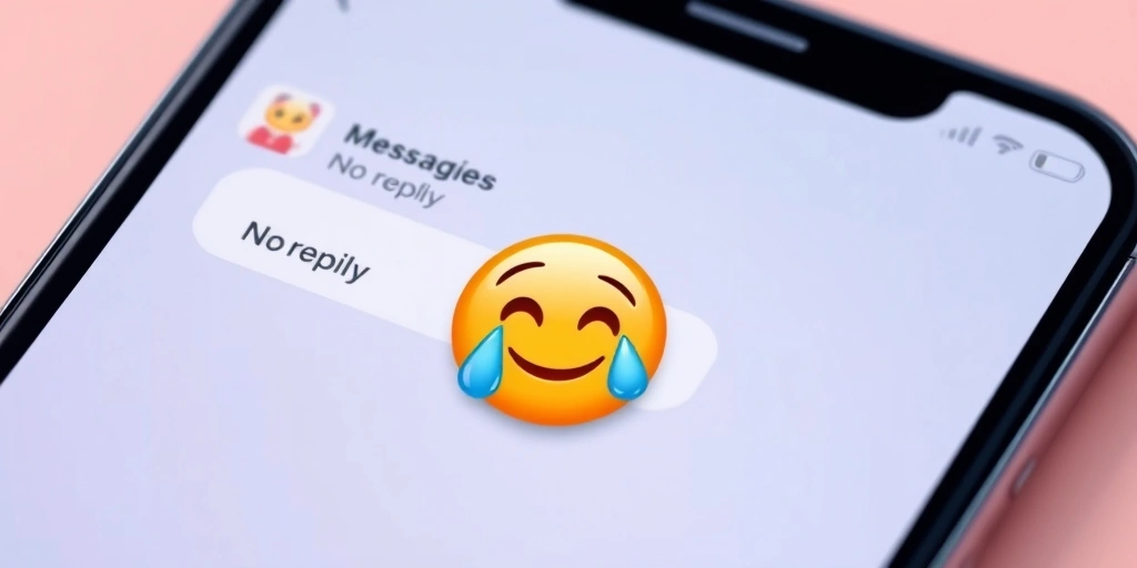 A phone screen showing a read message with no reply, with a nervous smiling emoji hovering over it. A phone screen showing a read message with no reply, with a nervous smiling emoji hovering over it.