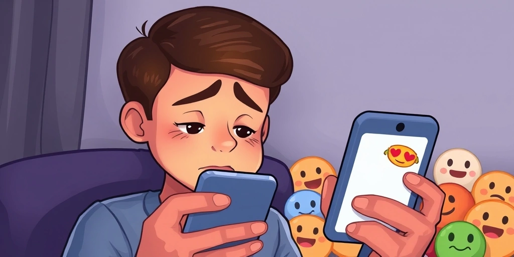 Person confused by emoji message on phone