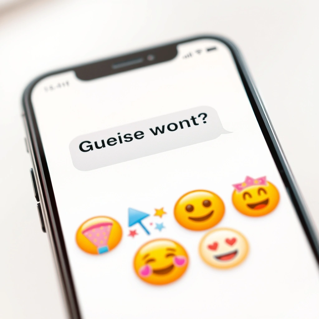 A phone screen showing a playful text message filled with excited emojis.