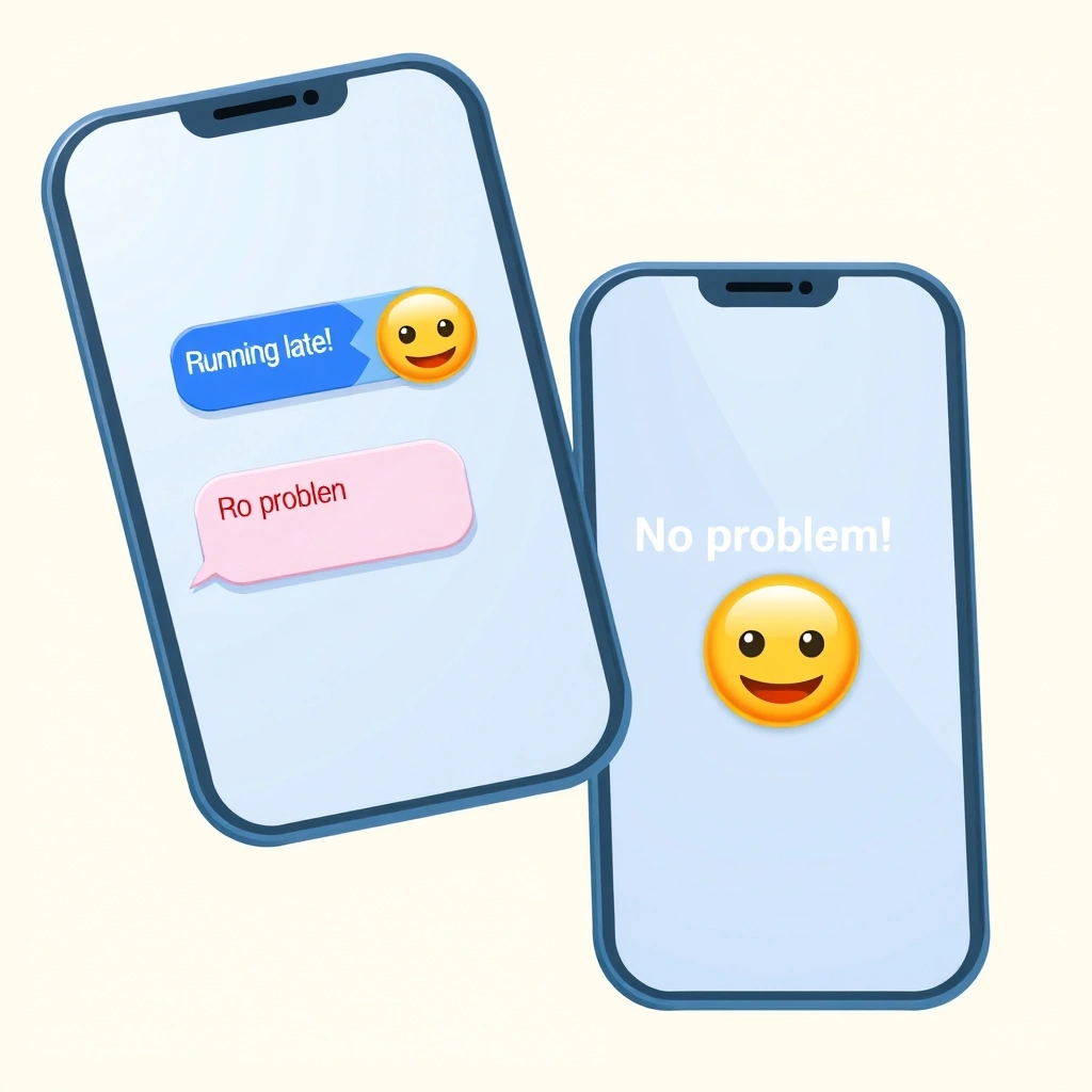 A positive text exchange using an emoji to convey warmth