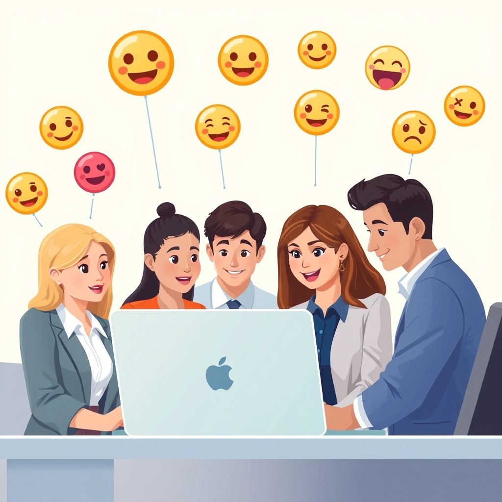 Team members interpreting a single message in different ways based on emoji cues.