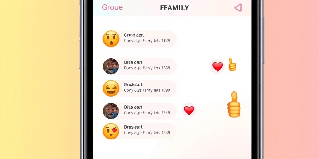 A family group chat on a phone showing emoji replies like hearts and thumbs-up.