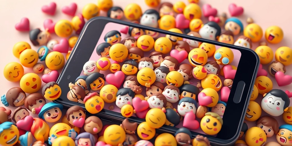 A smartphone displaying a busy social media feed filled with emojis in comments and posts.