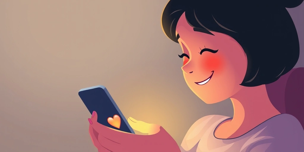 Someone smiling at their phone, comforted by a simple emoji in a chat.