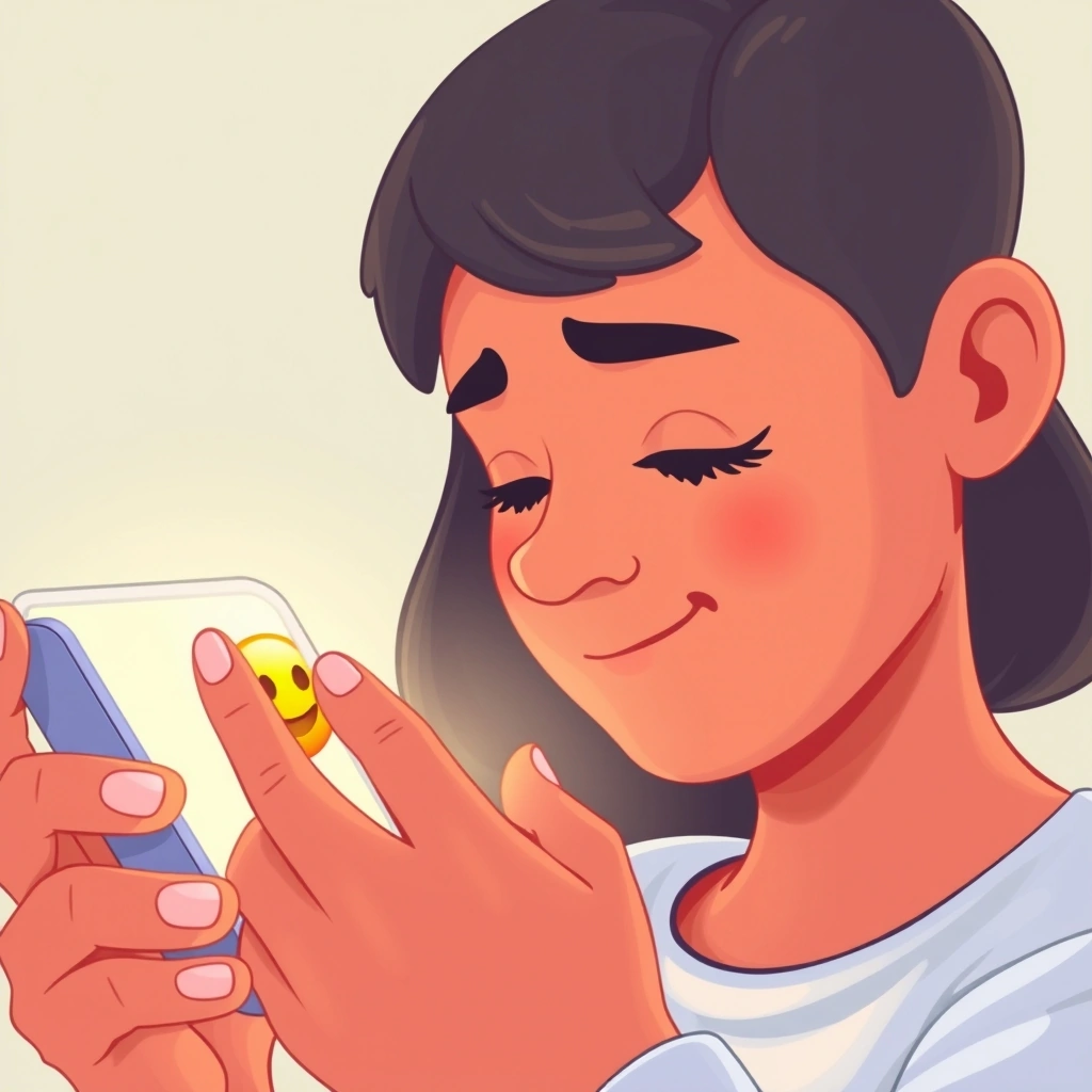 Person experiencing clarity from an emoji in a text message