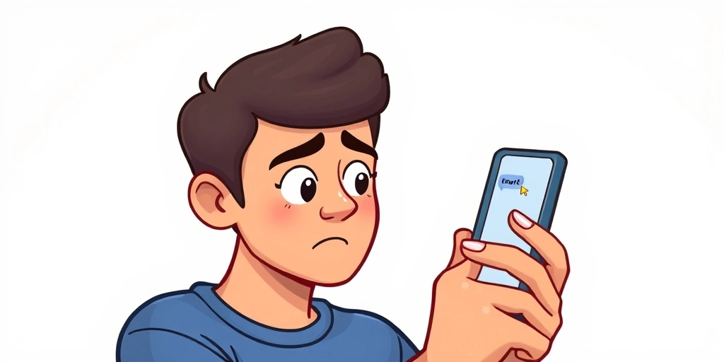 A person hesitating over a text message on their phone.