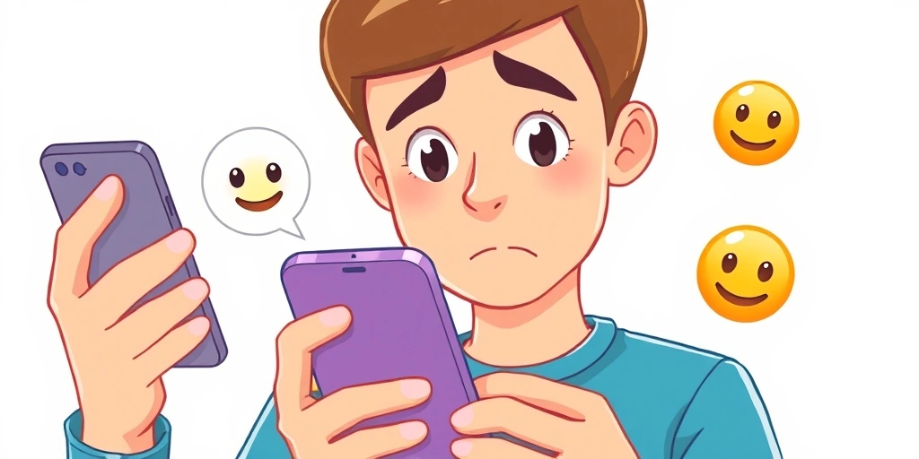 Person confused by an emoji message on their phone