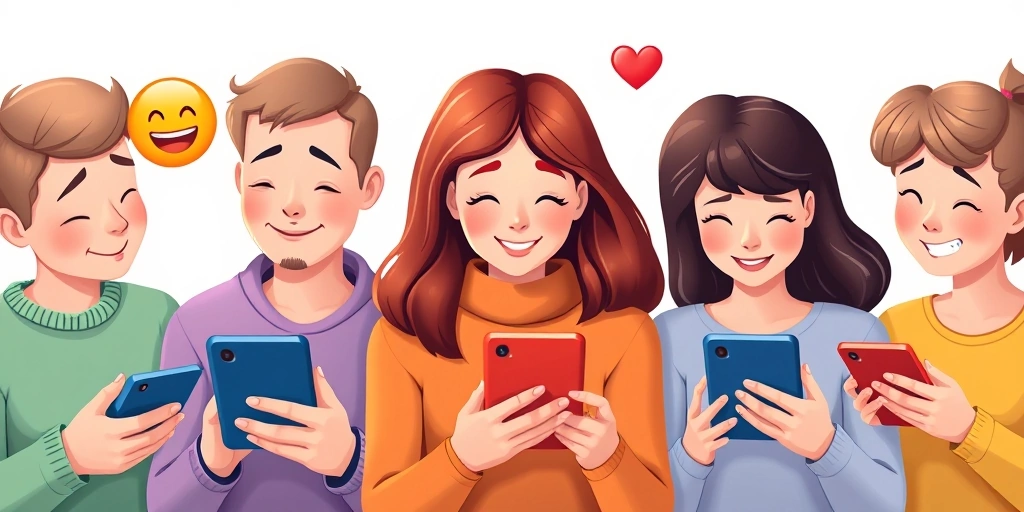 People using phones with personalized emoji expressions reflecting their individual emotional responses.