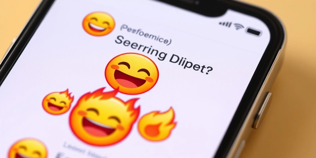 Smartphone showing a comment with laughing and fire emoji combination