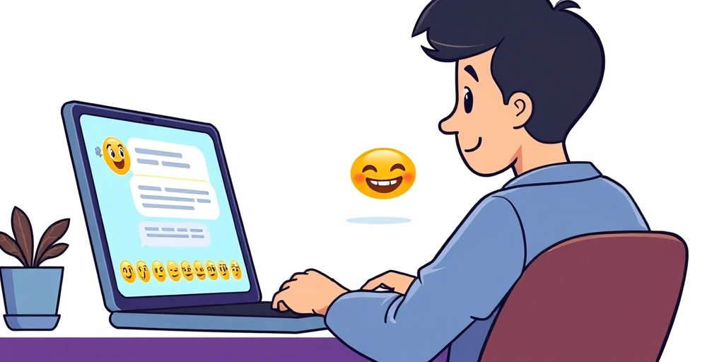 A professional feeling relieved by a friendly emoji in a work message.