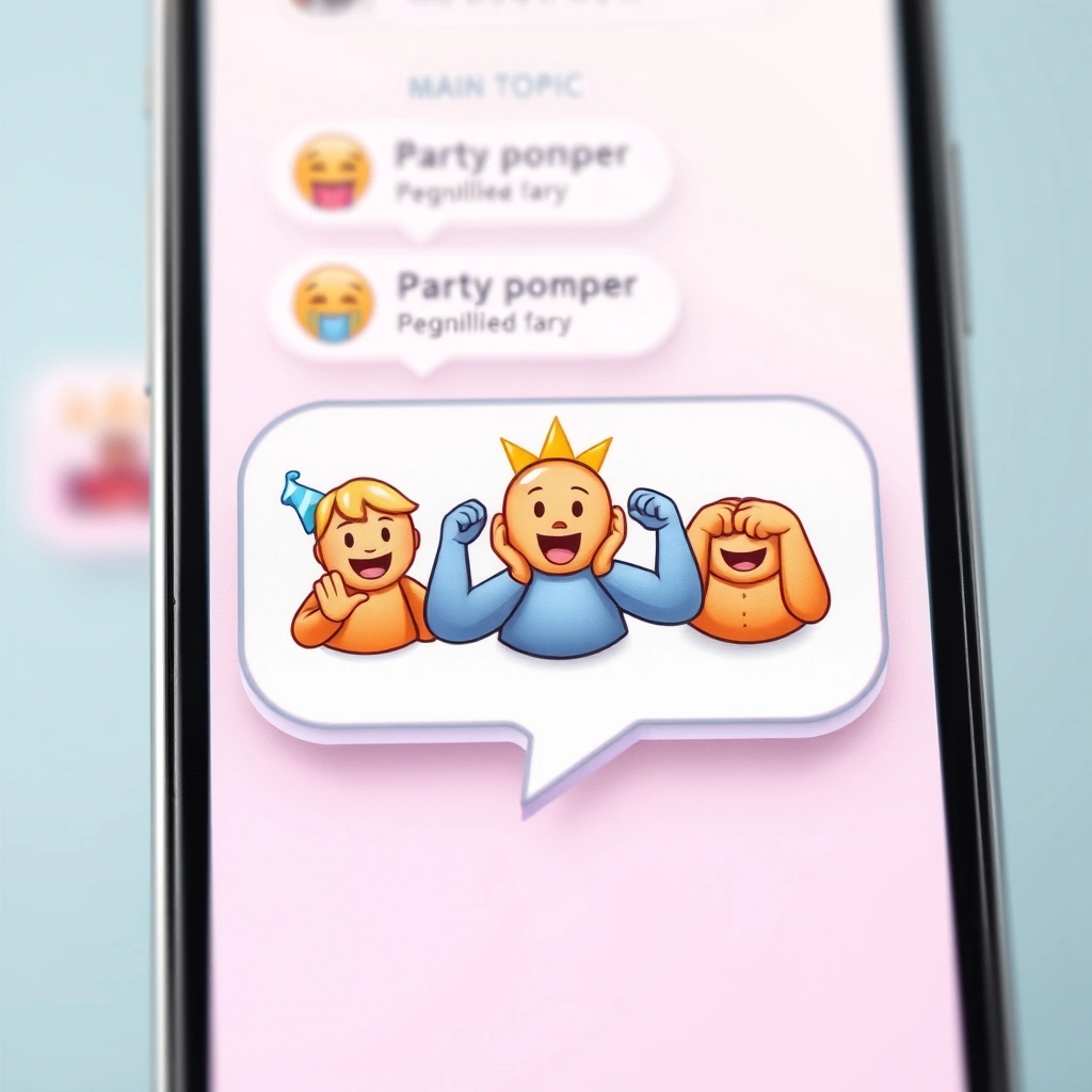 A smartphone displaying a group chat with a sequence of celebratory emoji reactions.