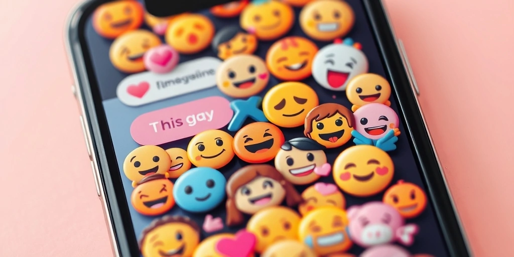 Smartphone screen showing a lively group chat full of different emoji reactions.