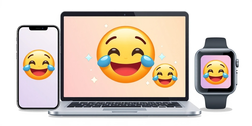 The laughing-crying emoji appears across different device screens, highlighting platform context.