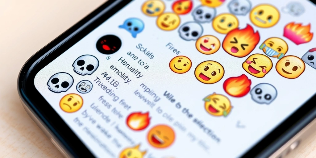 A phone screen displaying a social media feed full of popular modern emojis.