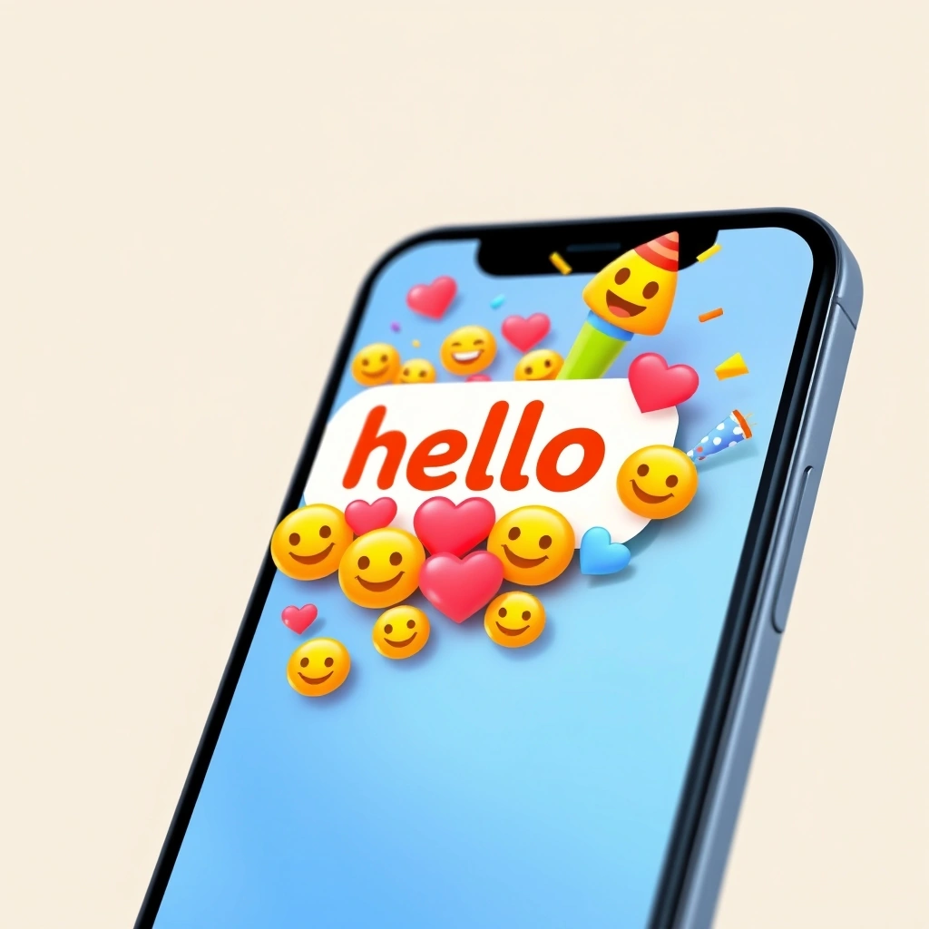 A phone screen showing how adding emojis transforms a basic text into a fun message.