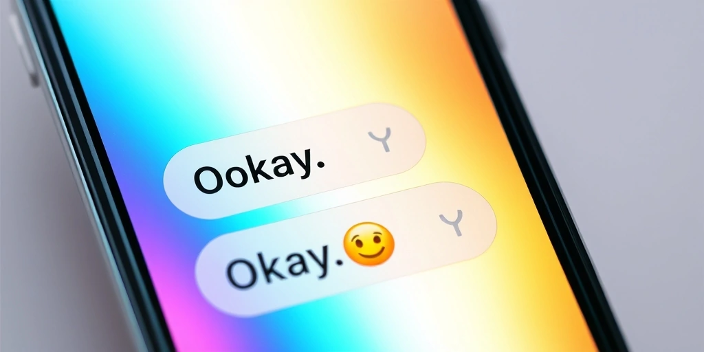 Comparison of a plain 'Okay' text message versus an 'Okay' with a smiling emoji on a phone screen.