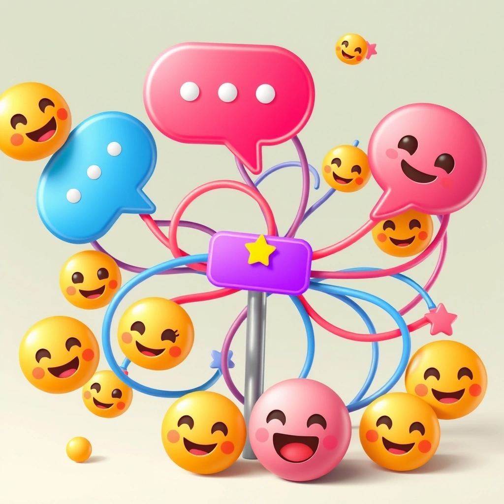 Emojis acting as guiding signposts through tangled conversation threads.