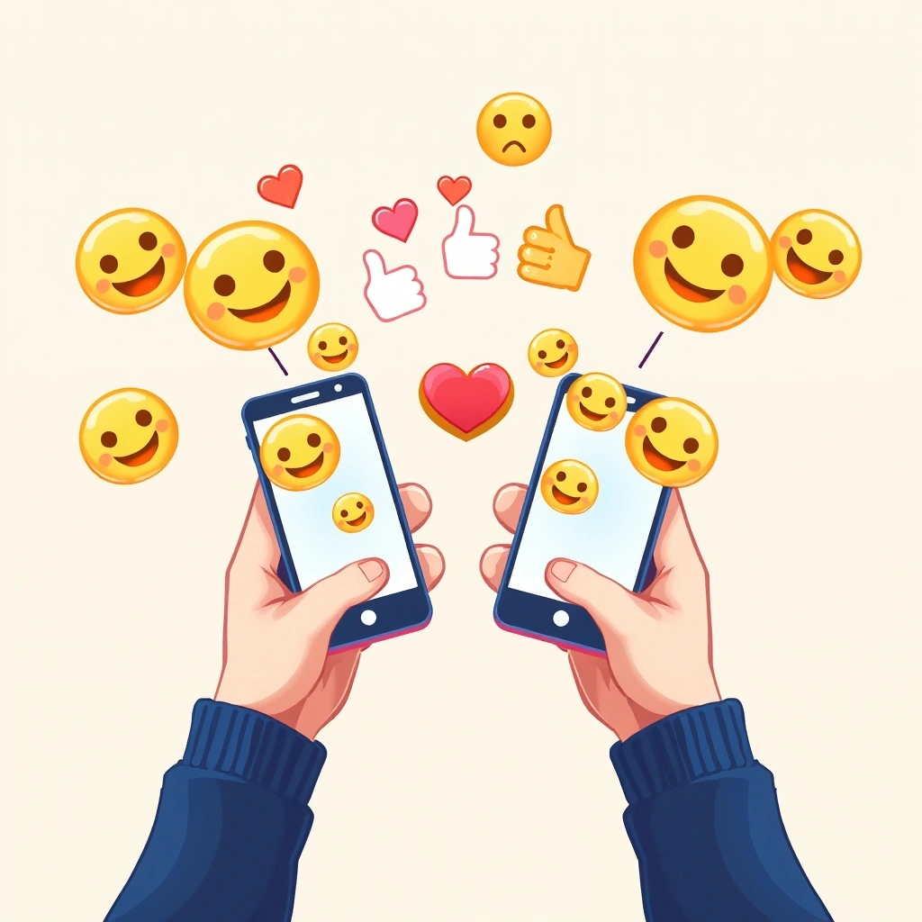 Emojis creating a bridge of understanding between two people texting