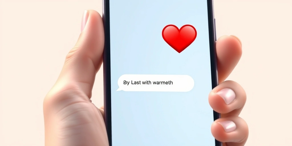 A phone screen showing a text reply with a heart emoji