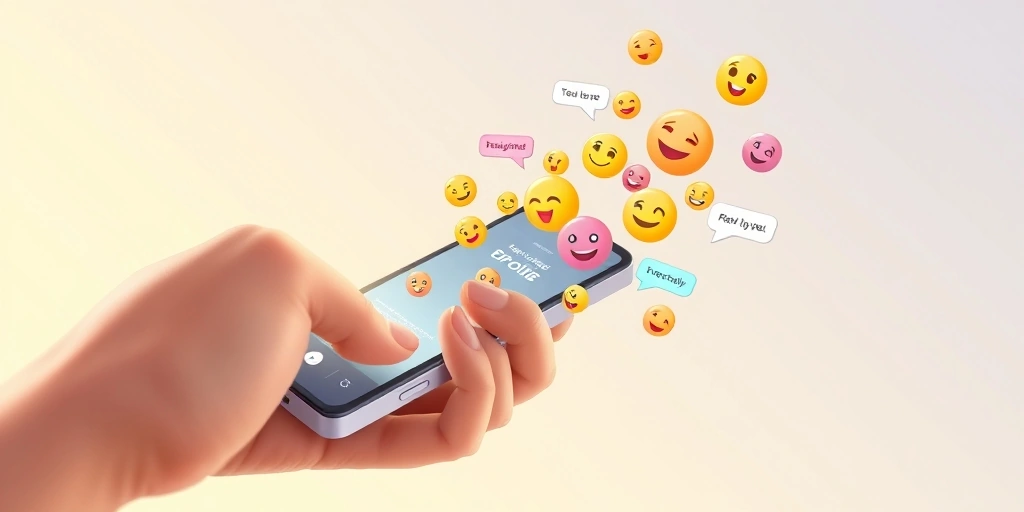 A smartphone screen filled with vibrant emojis in a social media feed