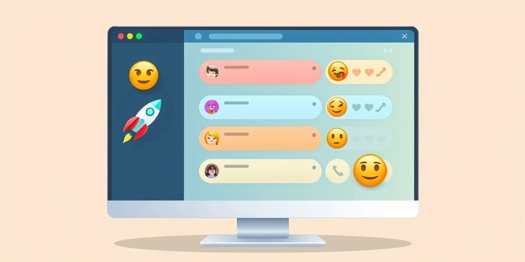 A clean screenshot of a team chat with status updates enhanced by clear, descriptive emojis.