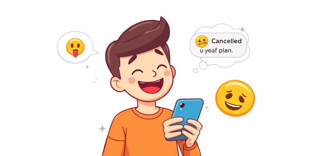 Someone using a grimacing emoji to gently deliver bad news in a text.