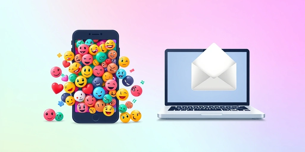 A visual comparison of casual emoji-filled messaging versus professional communication.