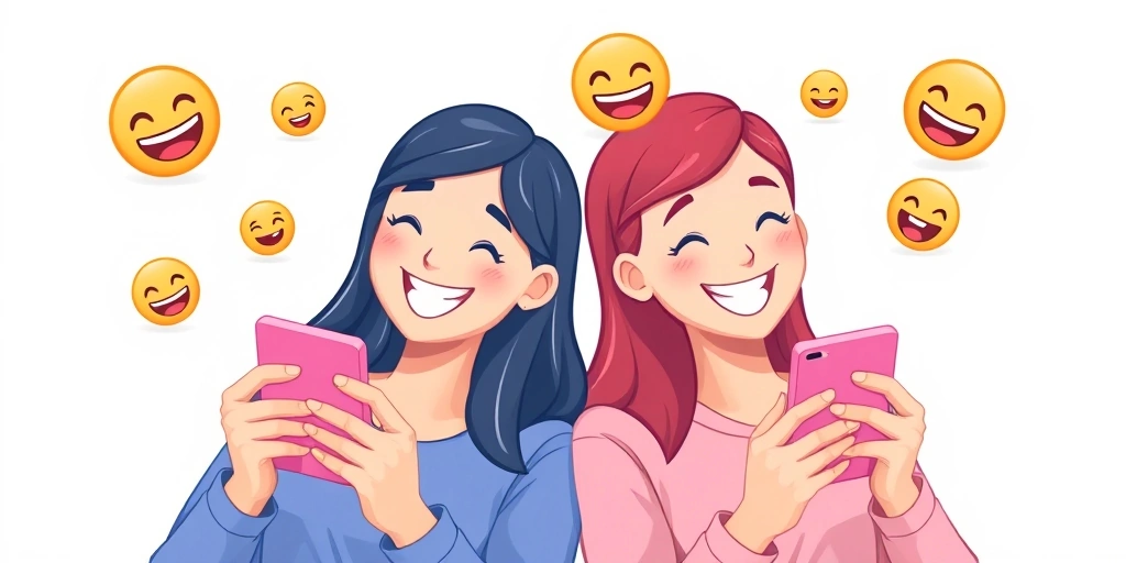 People communicating with playful emoji sequences on their phones.