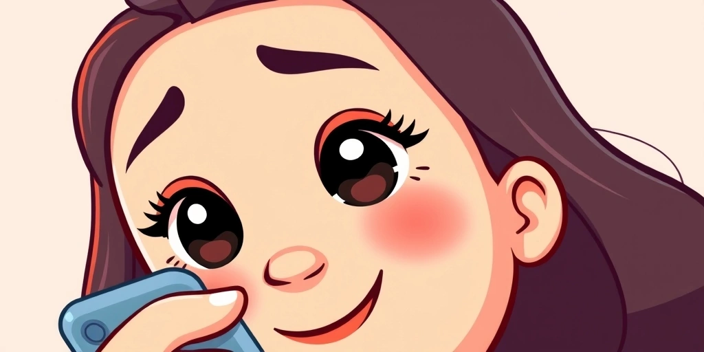 Person's face lighting up while reading a text with an emoji