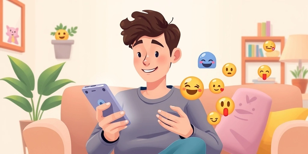 Someone casually sending an emoji reply while at home.