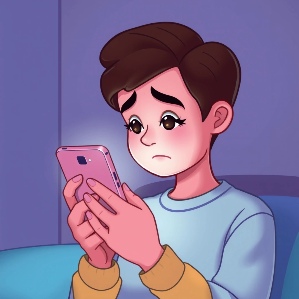 Person feeling disappointed while looking at their phone Person feeling disappointed while looking at their phone