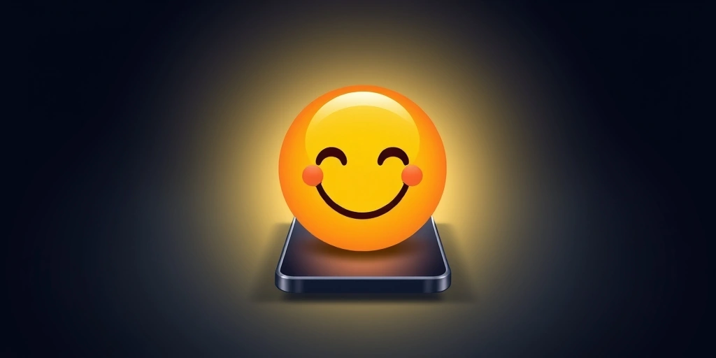A smiling emoji lighting up a phone screen, representing how emojis clarify tone and ease tension.