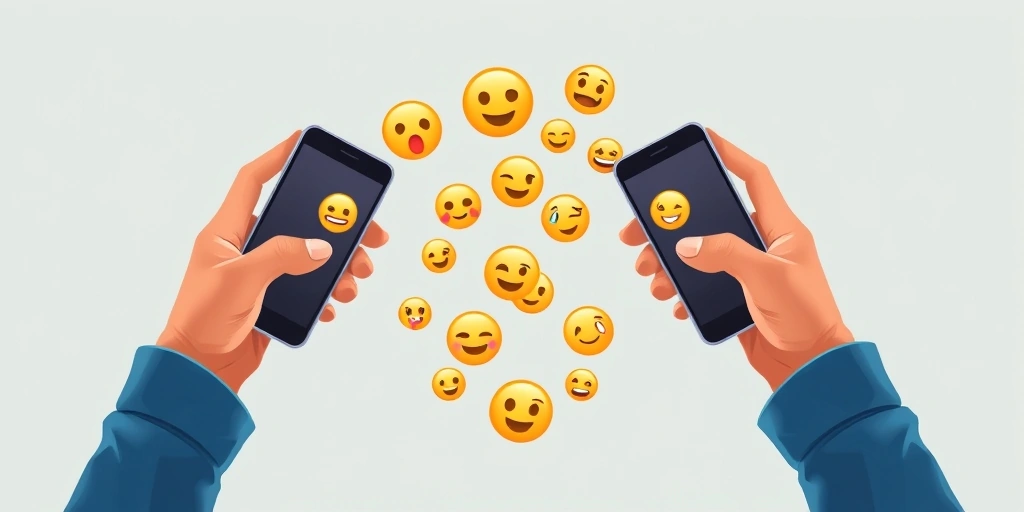 Visual representation of emoji sequences passing between people in a chat.