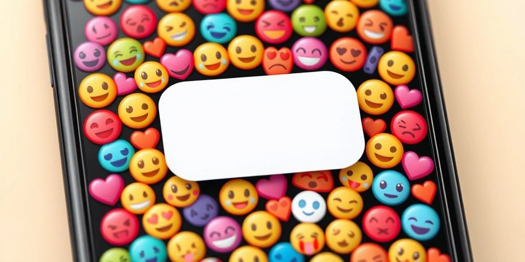 A smartphone showing a busy chat with one plain text message among emoji-filled ones.