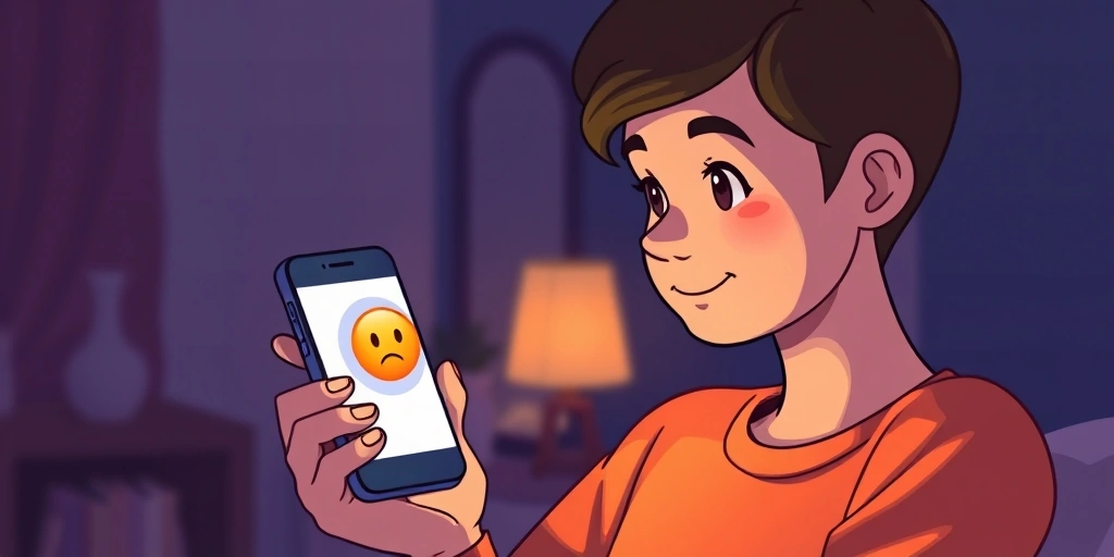 A person finding connection through an emoji in a slow text conversation