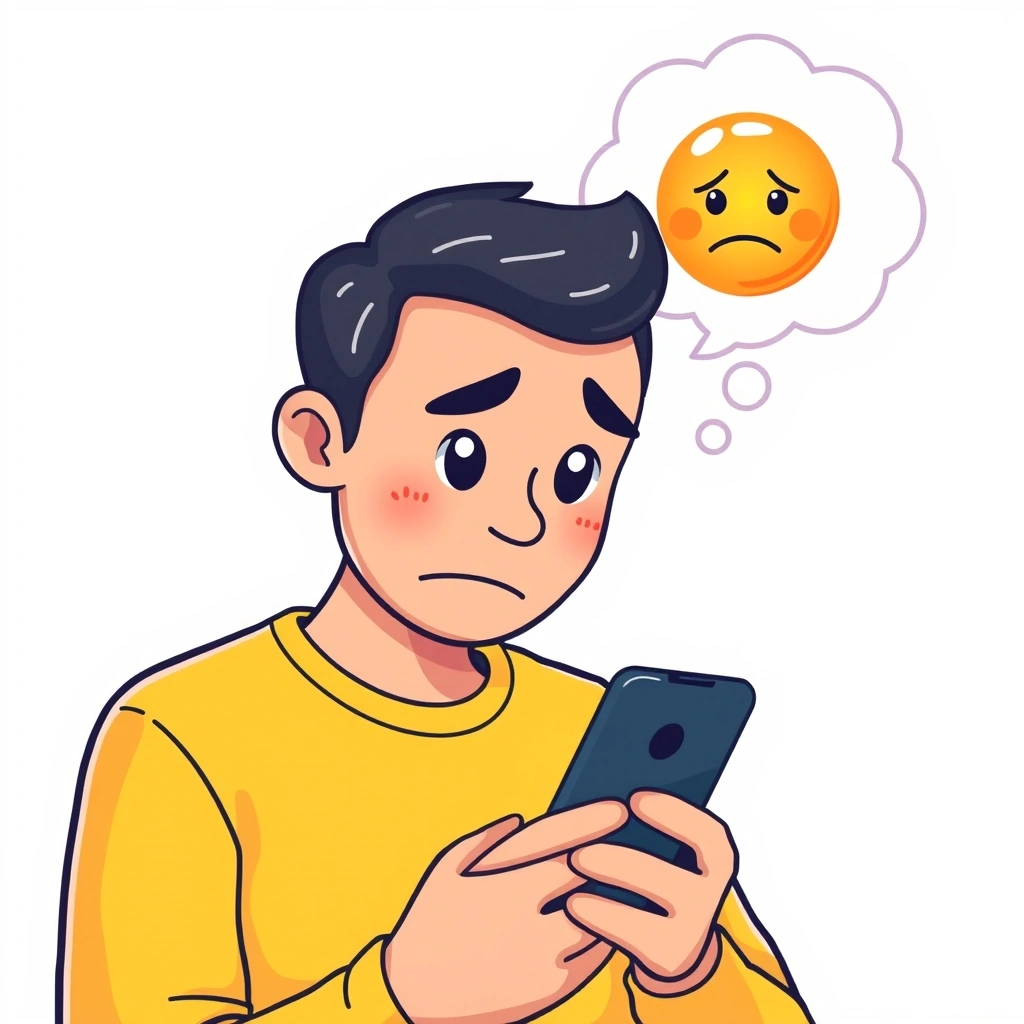 A person confused by differing emoji interpretations in a work chat. A person confused by differing emoji interpretations in a work chat.