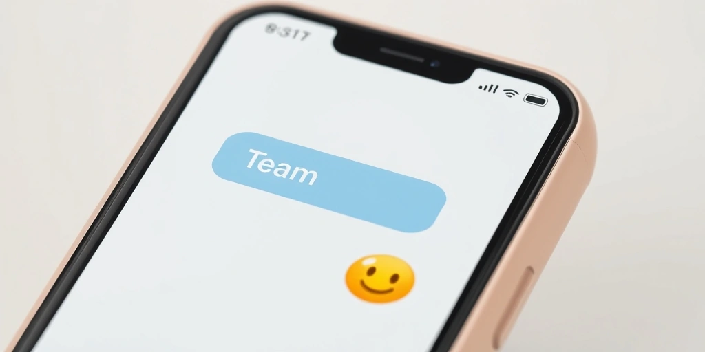 Close-up of a professional chat message being typed with a smiley face emoji.