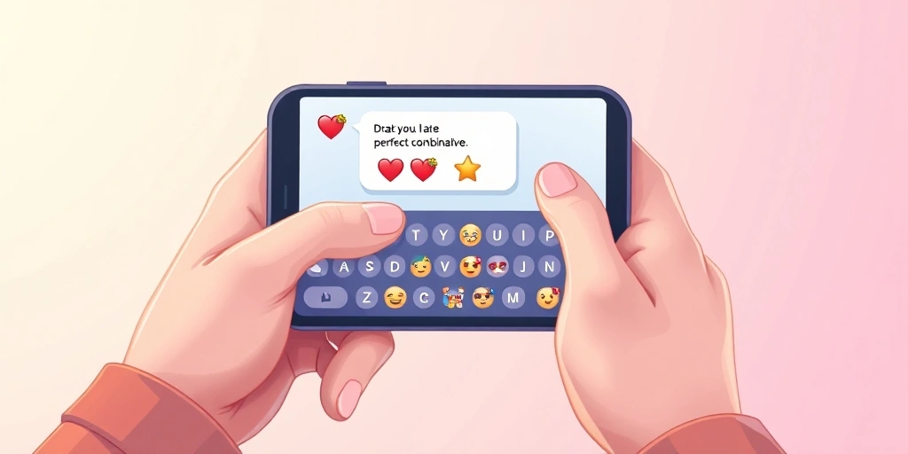 A person thoughtfully selecting an emoji combination to add to a social media comment. A person thoughtfully selecting an emoji combination to add to a social media comment.