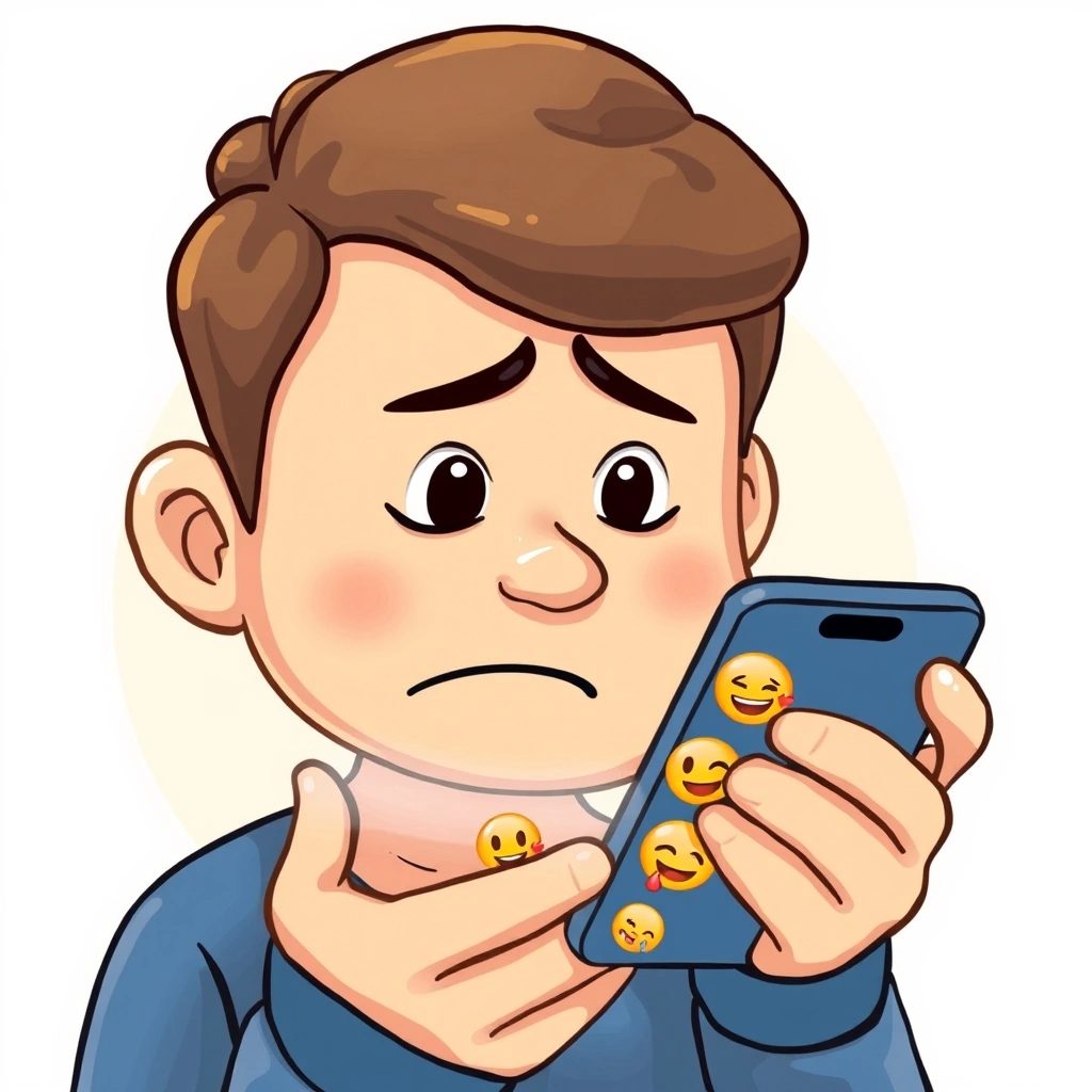 Person confused by emoji meaning on phone